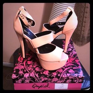 Peach ankle strap heels